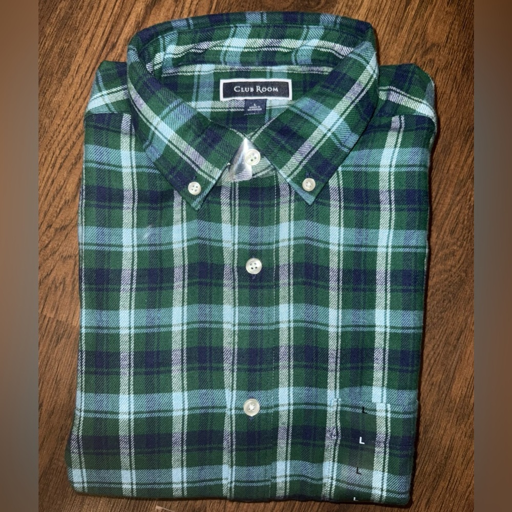 Men’s Club Room Flannel Long Sleeve Large NWT